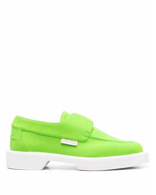 Le Silla Green Slip-On Leather Loafers