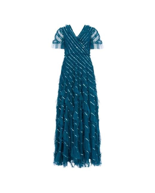 Needle & Thread Blue V-Neck Midi Dress