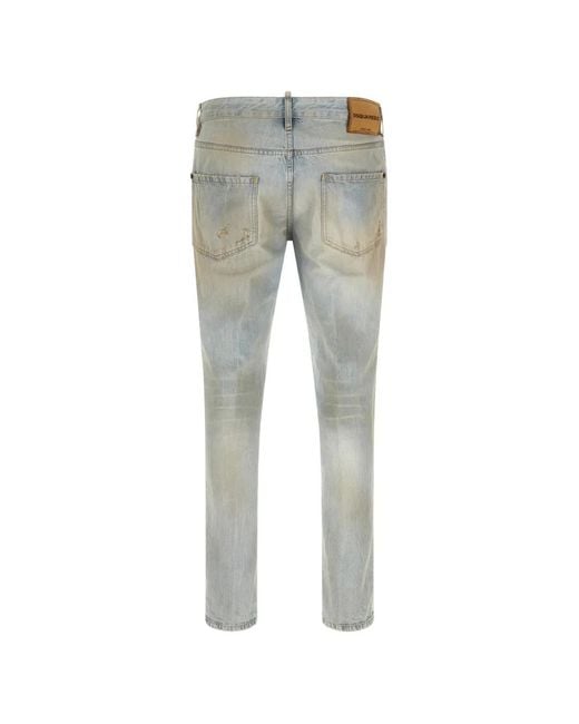 DSquared² Gray Ripped Stonewashed Jeans for men
