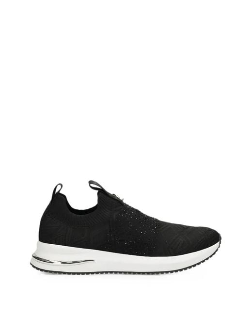 Mexx Black Rhinestone-Embellished Slip-On Sneakers