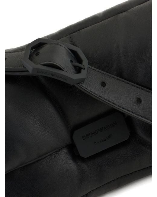 Bolso de hombro con placa del logo Emporio Armani de color Black