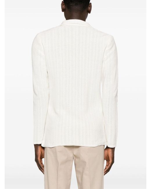 Manuel Ritz White Double-breasted Knitted Blazer for men