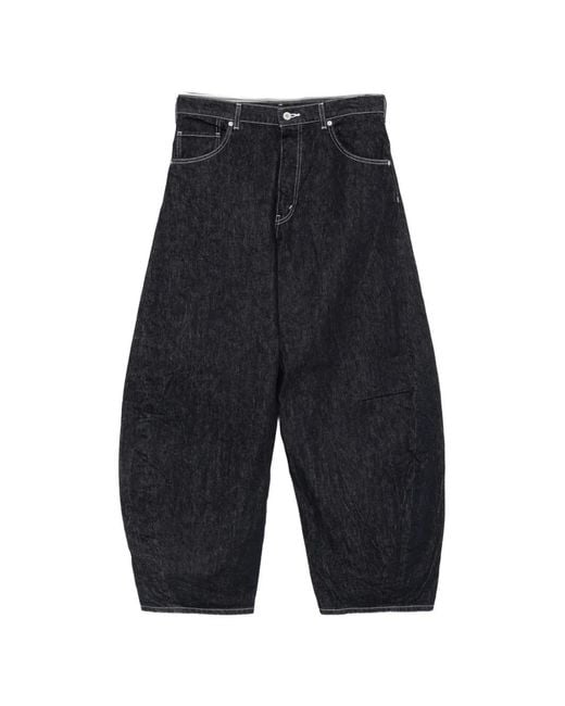 Comme des Garçons Blue Contrast-Stitch Wide-Leg Jeans for men