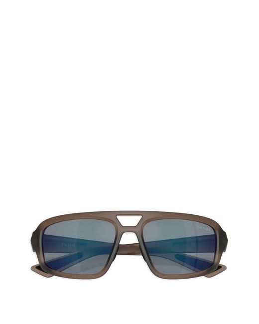 Prada Linea Rossa Gray Pilot-Frame Sunglasses for men
