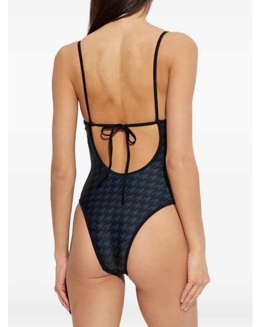 Perfect Moment Blue Maillot De Bain À Motif Pied-De-Poule Noué Dans Le Dos