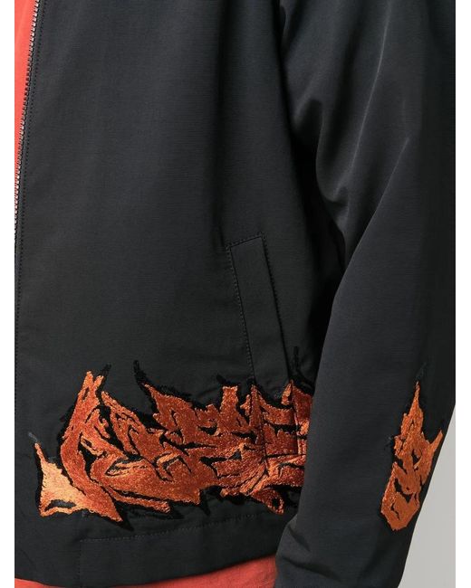 Off-White c/o Virgil Abloh Black Embroidered Motif Zipped Jacket for men