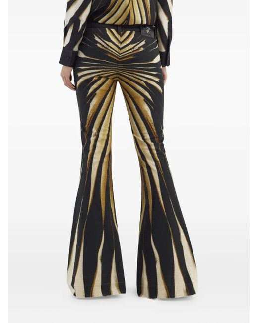 Roberto Cavalli プリント フレアパンツ Black