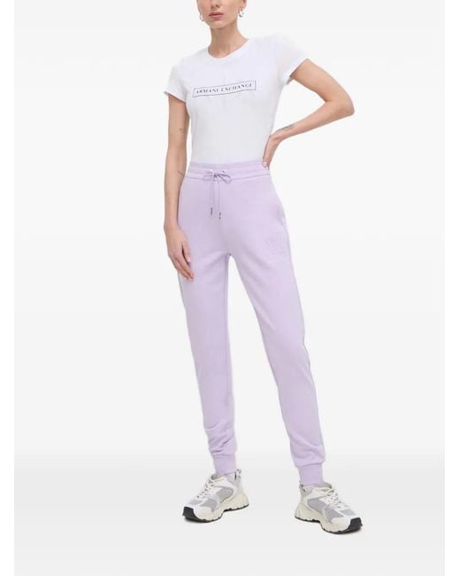 ARMANI EXCHANGE Purple Drawstring Logo Trousers