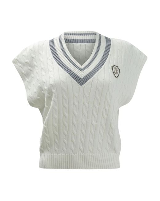 美品　Brunello Cucinelli グレー Vネック トップス L Brunello Cucinelli Vネック - グレー | M12190102C079