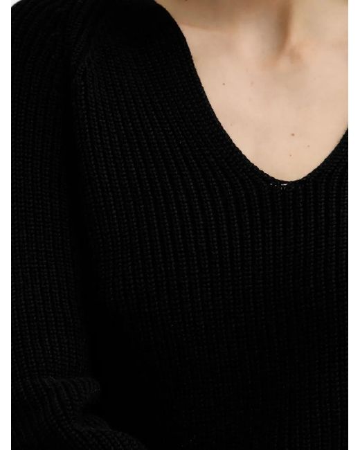 Marc O' Polo Black V-Neck Ribbed Sweater