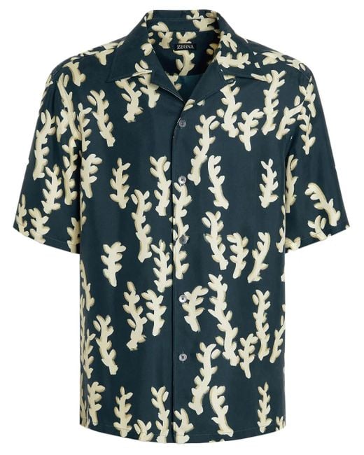 Zegna Overhemd Met Print in het Green voor heren