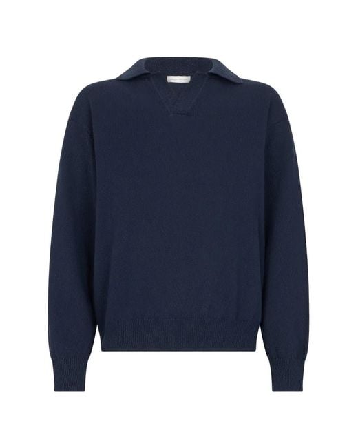 Roberto Collina Blue Polo-Collar Sweater for men
