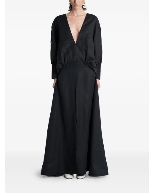 BATAKOVIC Belgrade Black V-Neck Open-Back Dress
