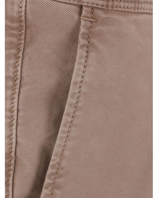 Incotex Brown Gabardine Tapered Trousers for men