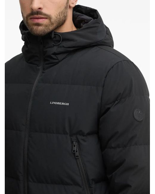 Lindbergh Black Hooded Padded Jacket for men