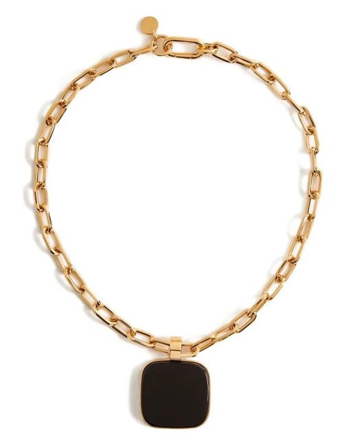 LaDoubleJ Natural Square Pendant Chain Necklace