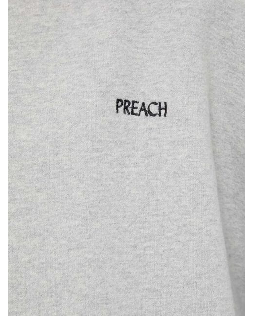 »preach« Gray Embroidered-Logo Cotton Hoodie
