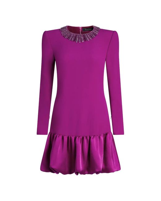 Jenny Packham Purple Countessa Crystal-Embellished Puff-Hem Dress