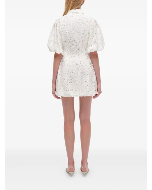 Jonathan Simkhai White Cleo Minikleid mit Puffärmeln