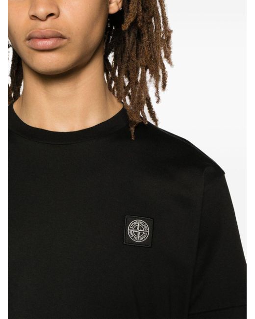 Stone Island Katoenen T-shirt Met Logopatch in het Black voor heren