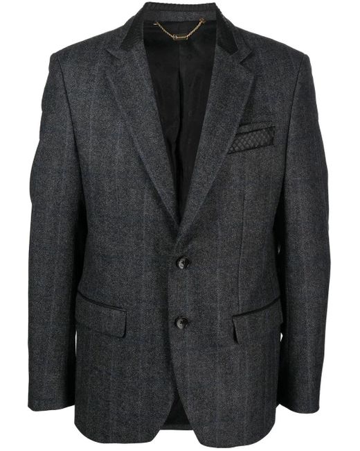 Billionaire Black Checked Single-Breasted Blazer for men