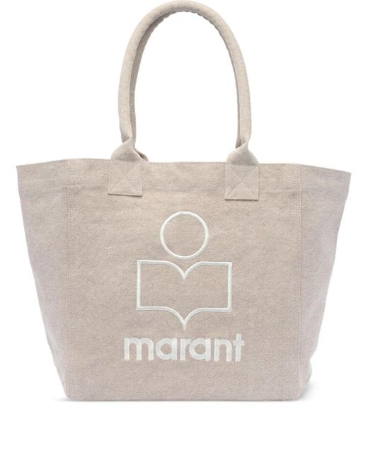 Borsa Tote Lou Con Logo Ricamato di Isabel Marant in Natural