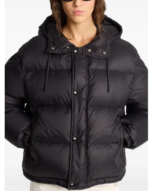 Sporty & Rich Blue Logo-Patch Puffer Jacket