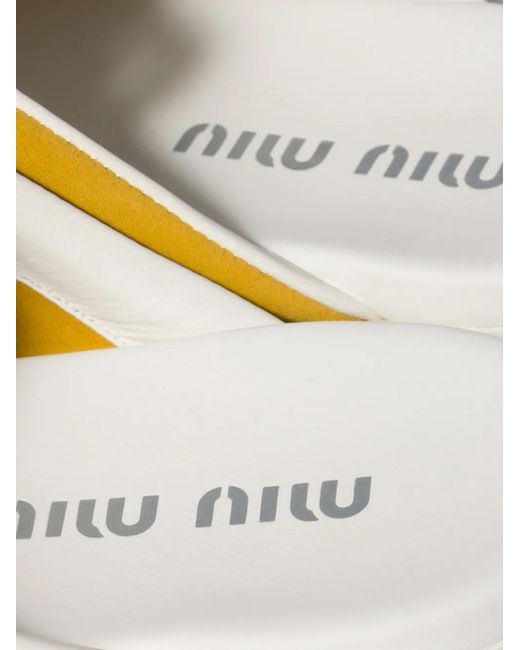 Miu Miu Yellow Plume Suede Mules