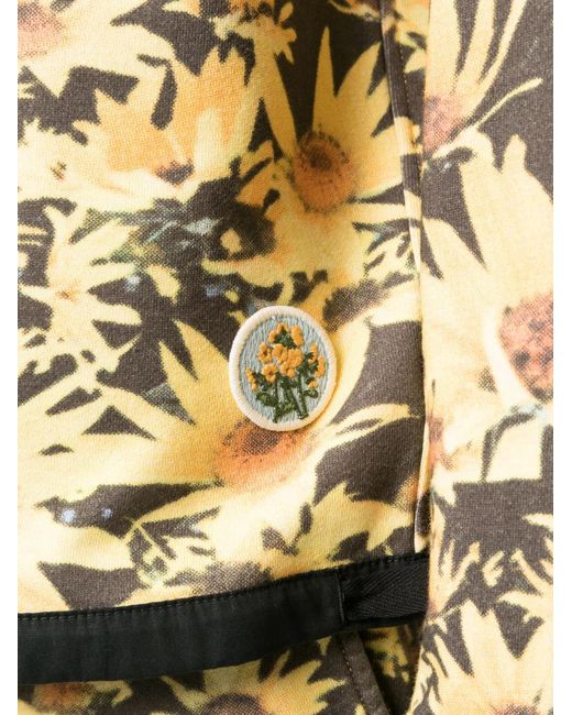 Jil Sander Natural Floral Print Drawstring Hoodie for men