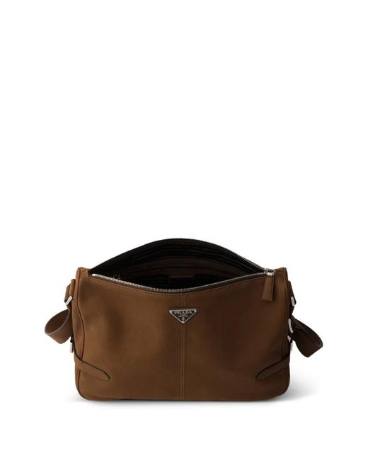Prada Brown Nubuck-Leather Shoulder Bag for men