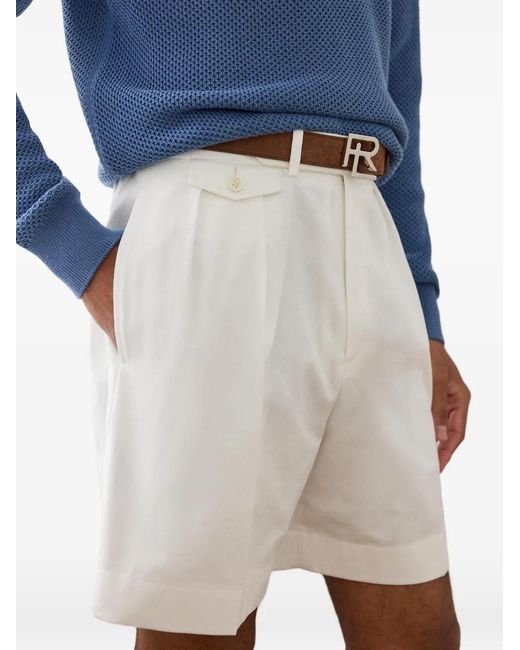 Ralph Lauren White Pleated Tailored Shorts for men