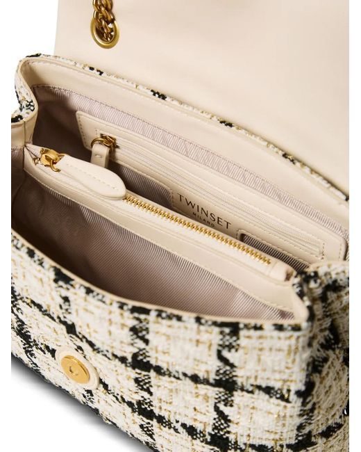 Twinset Metallic Chequered Bouclé Shoulder Bag