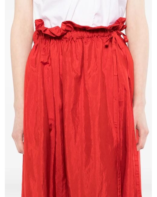 Jil Sander Red Ruffled Skirt