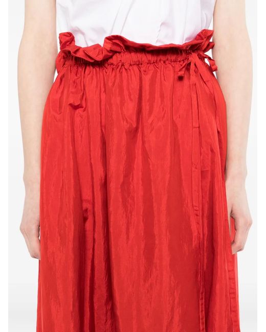 Jil Sander Red Ruffled Skirt