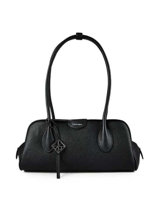 Calvin Klein Black Logo-Plaque Shoulder Bag