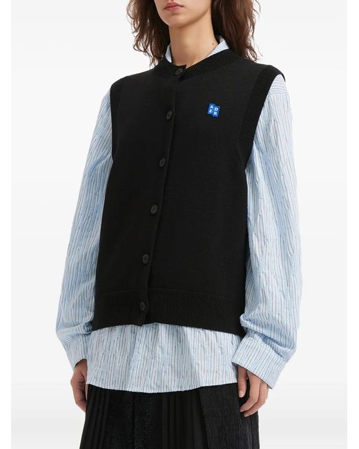 Adererror Black Button Embroidered Vest