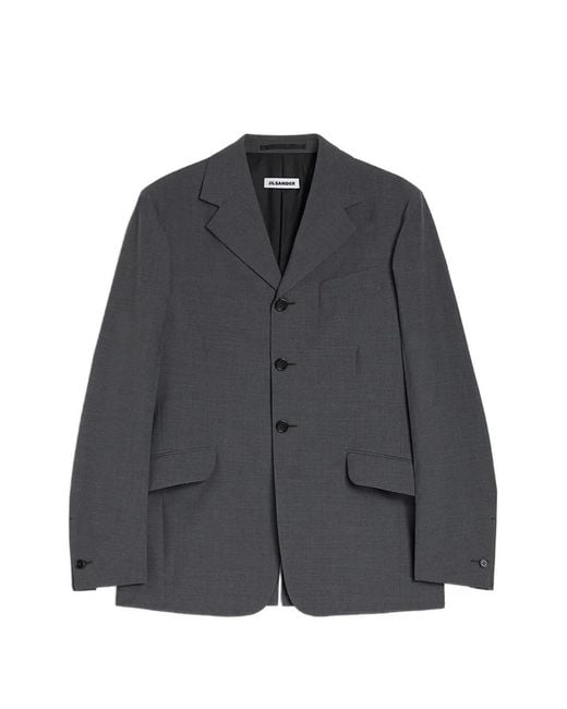 Jil Sander Gray Single-Breasted Wool Blazer for men