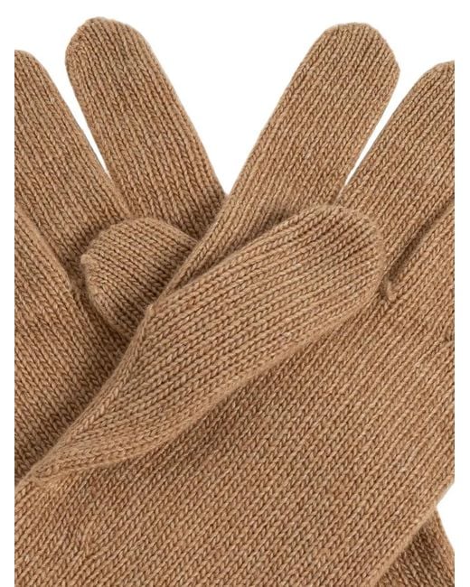 Moschino Brown Gestrickte Handschuhe Mit Logo-Patch