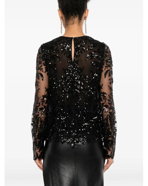Naeem Khan Black Sequin-Embellished Top