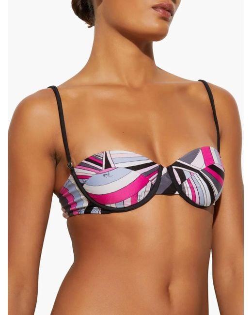 Emilio Pucci Purple Iride-Print Bikini Top