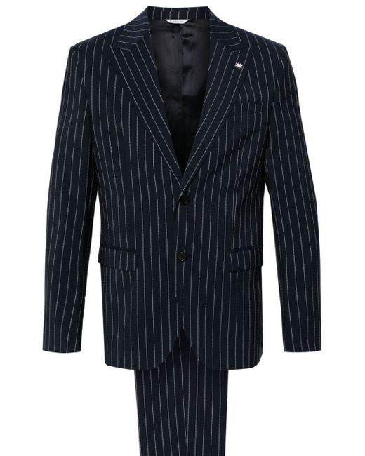 Manuel Ritz Blue Pinstripe Single-breasted Suit for men