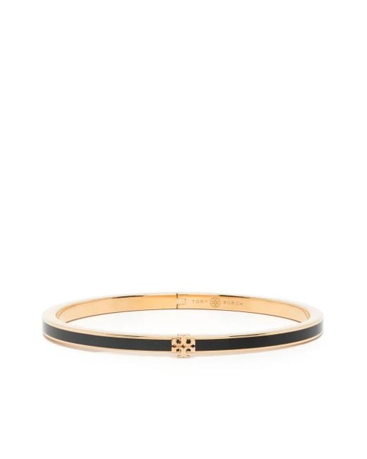 Tory Burch White Kira Logo-Plaque Bracelet