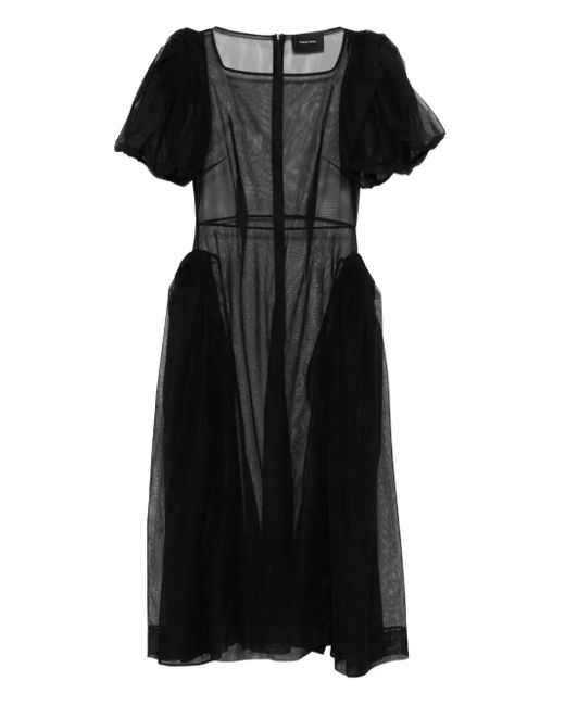Simone Rocha Black Puff-Sleeve Sheer Dress