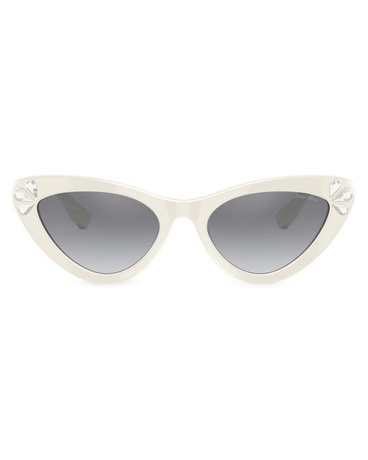 Miu Miu White Sonnenbrille mit Strass