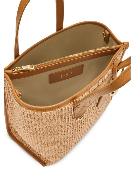 Furla Natural Petit Sac Cabas Divide It À Design Tressé