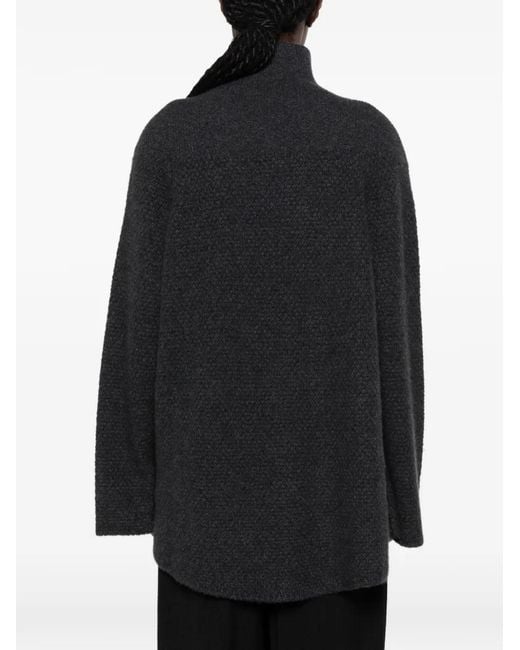 Ruohan Black High-Neck Textured Sweater