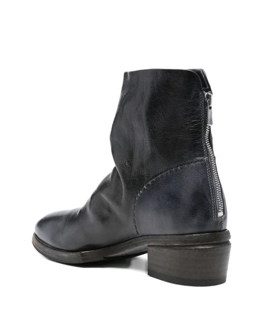 shotof Black Zip-Detail Leather Boots