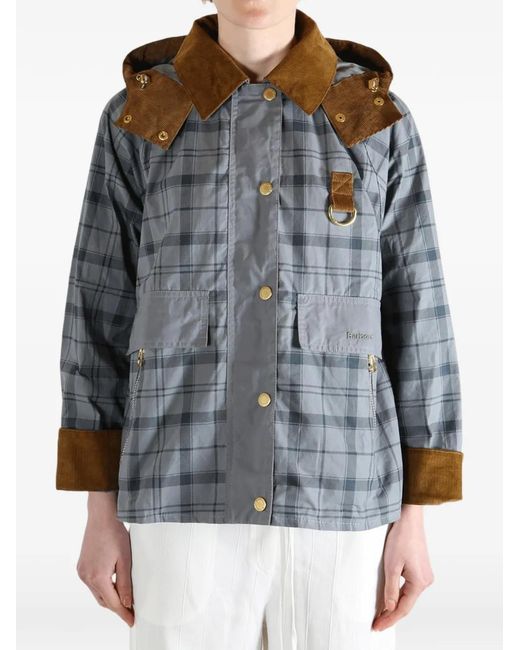 Barbour Gray Carnforth Hooded Tartan Jacket