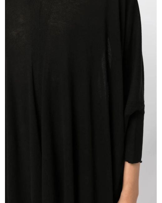Masnada Black V-Neck Long-Sleeve Blouse