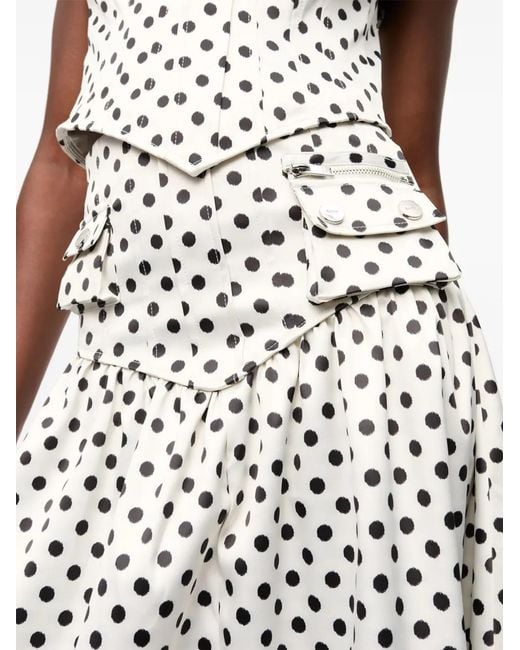 Ganni White Polka Dots Long Skirt